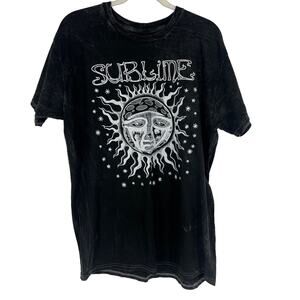 Officially Licensed Sublime Classic Sun T-Shirt Black Acid Wash Large NWOT